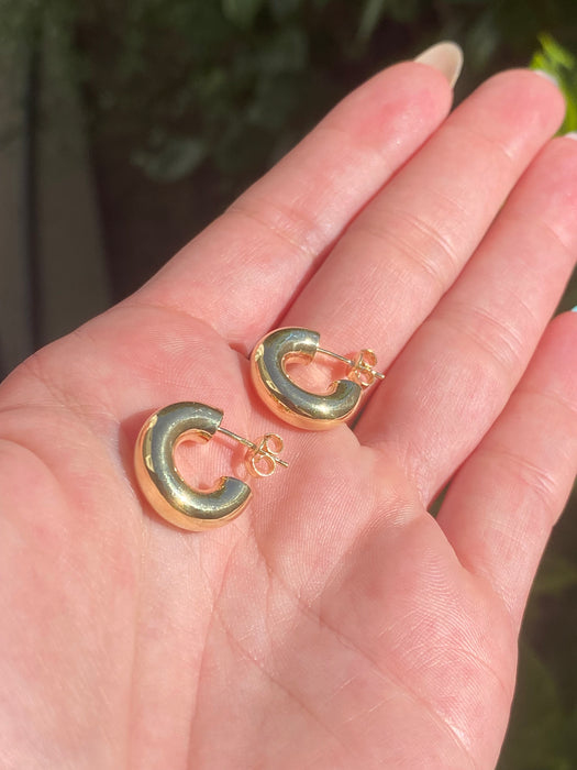 14k chubby macaroni hoop earrings