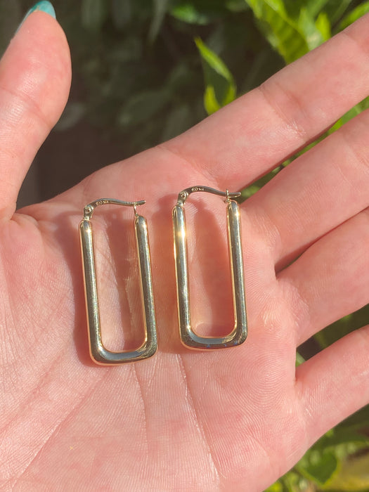 14k rectangle hoop earrings