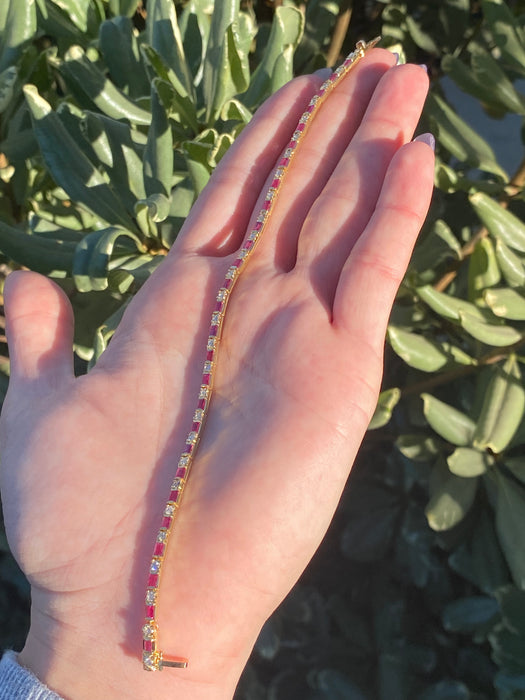 18k ruby diamond tennis bracelet