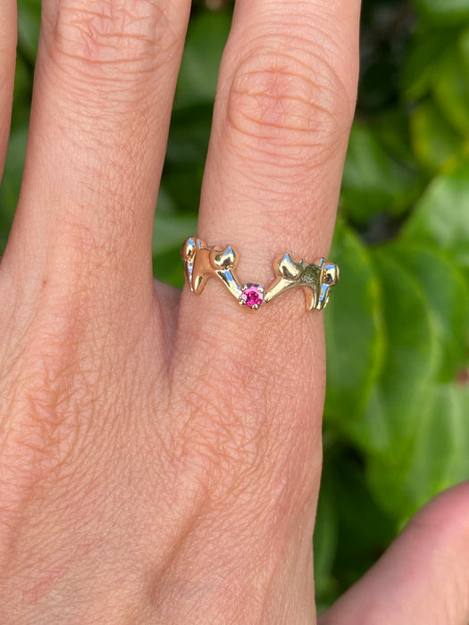 Custom preorder 14k dancing kitty cat ring