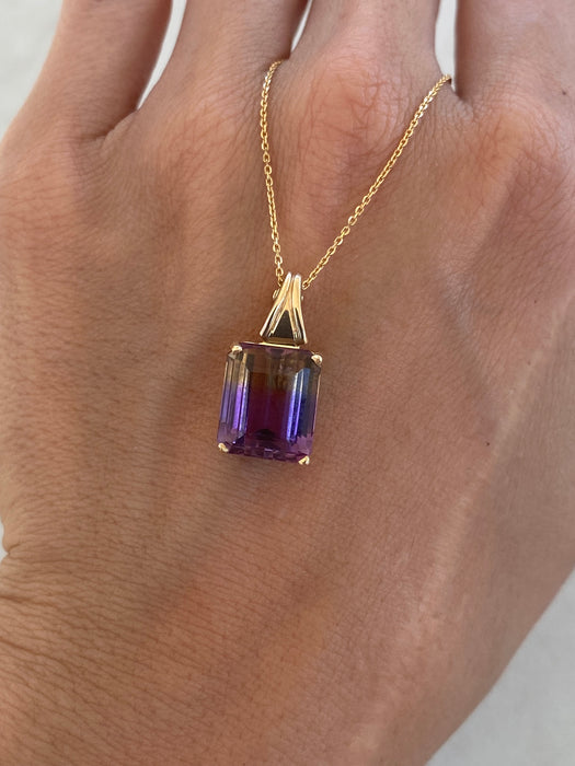 Vintage 14K Gold Ametrine Pendant- 6 Carat