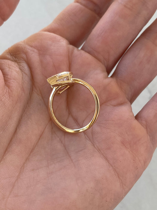 14K Bypass 2.20ct Step-Cut Pear Lab Diamond Ring