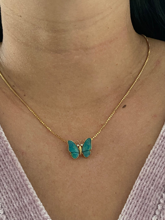 18k opal diamond butterfly slider on chain