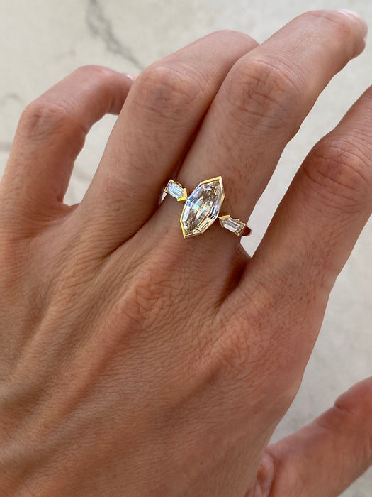 14K Step Cut Marquise & Bullet Cut Lab Diamond Ring - 2.44 TCW- IGI