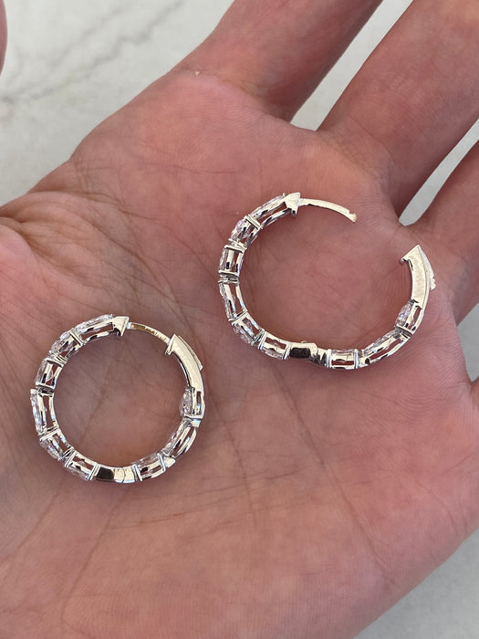 14K White Gold Inside-Out Lab Diamond Hoop Earrings – 3.60 CTW