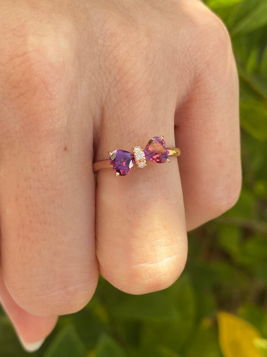 10k rose gold garnet bow ring size 6.5