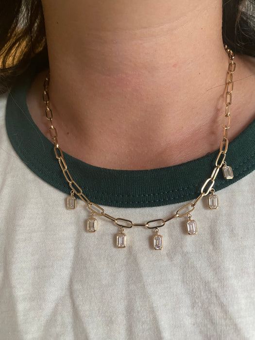 14K 3.7 TCW Lab Diamond Paperclip Necklace