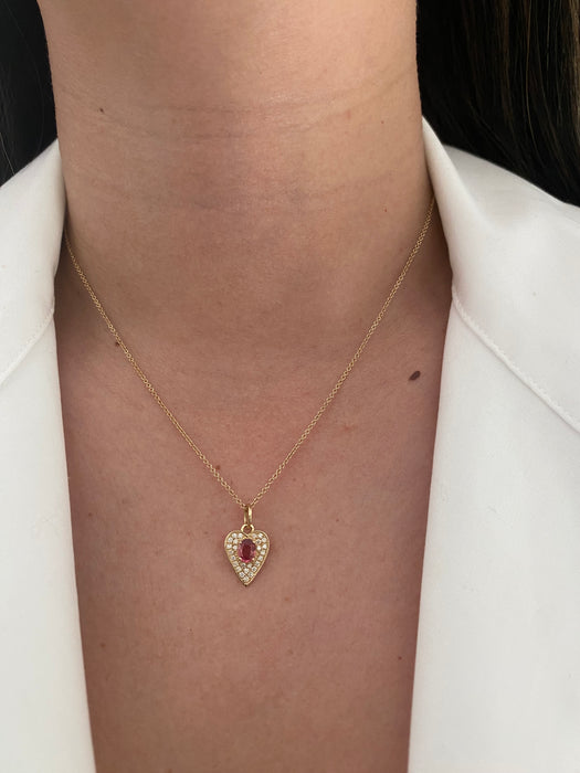 14k diamond gemstone heart pendant charm