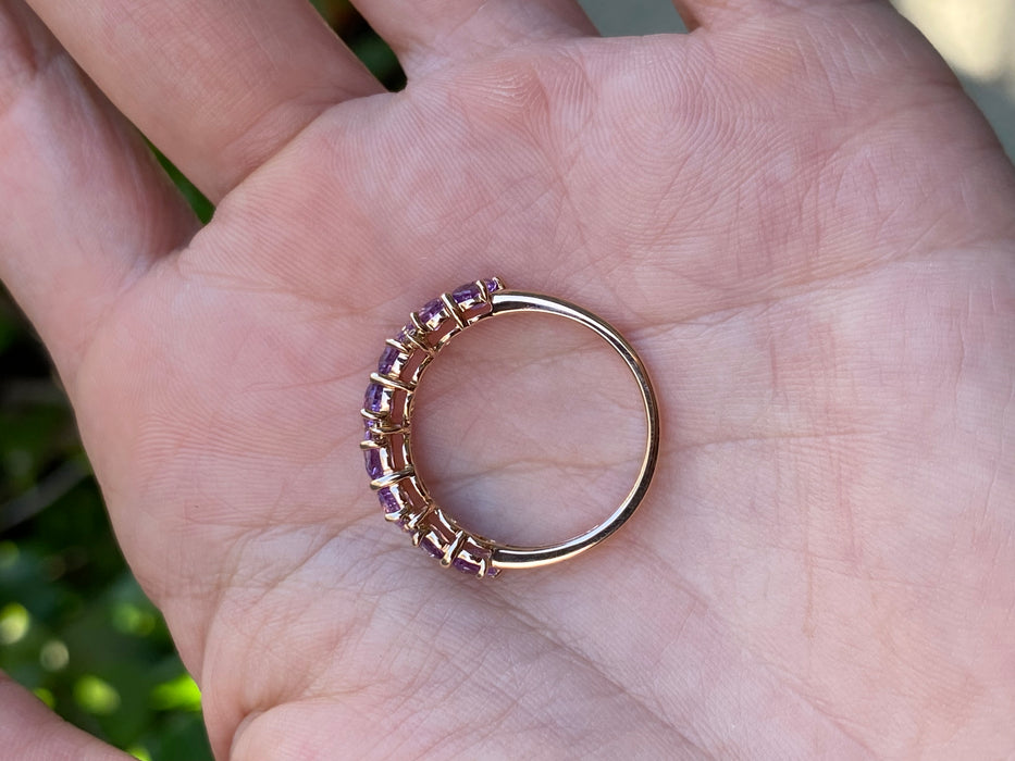 18k rose gold purple sapphire diamond ring size 7.25