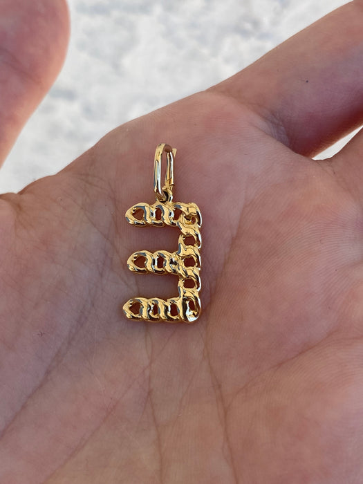 14k diamond curb initial letter pendant