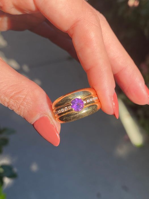 18k amethyst diamond ring by kabana size 6.75