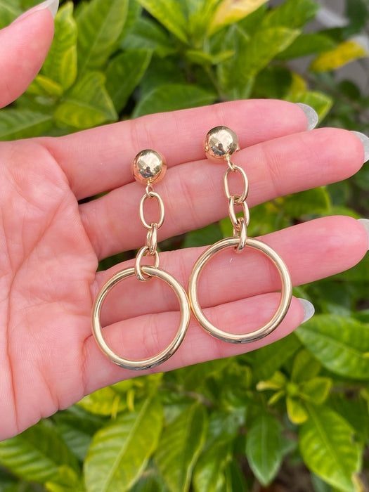 14k dangle ball earrings