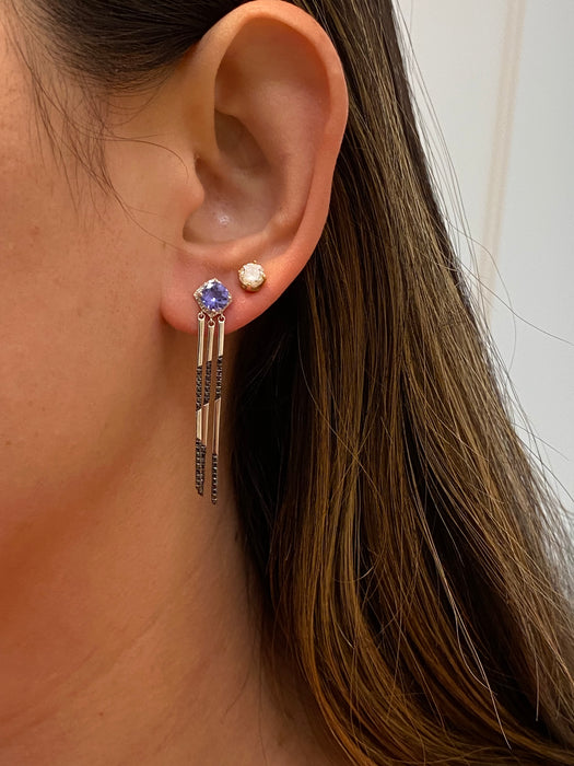 14K White Gold Tanzanite & Diamond Drop Earrings – Black & White Diamond Accents (1.3 TCW)