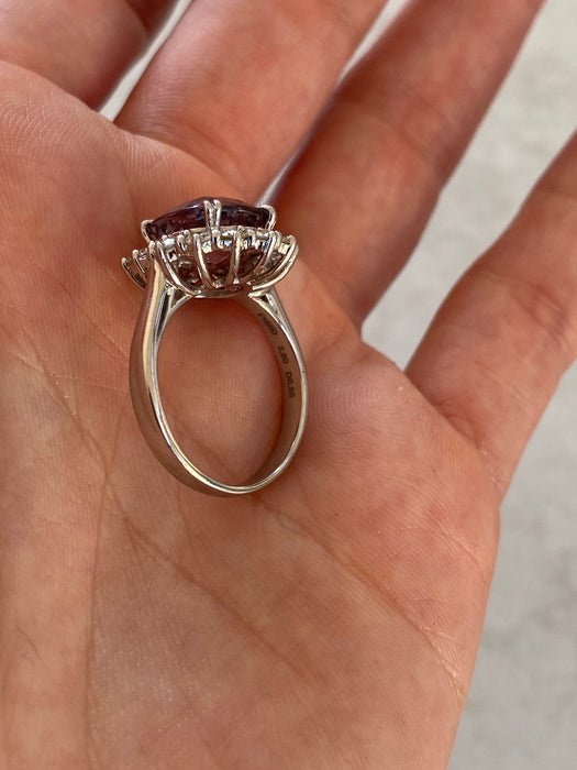 Vintage Platinum 950 Purple Spinel Cushion-Cut Ring