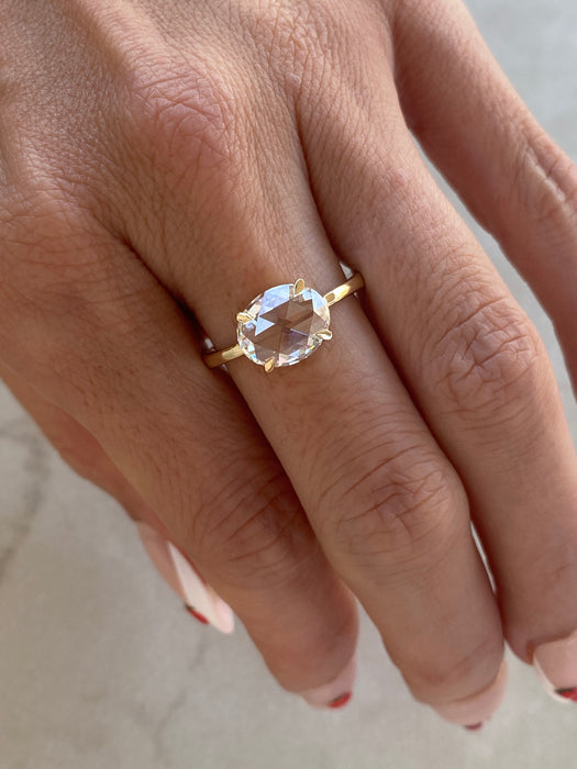 14K Gold 2 Carat Rose Cut Lab Diamond Solitaire Ring