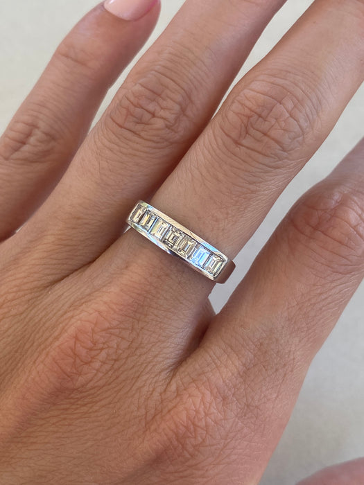 Vintage Platinum 900 1.01 TCW Emerald-Cut Diamond Ring