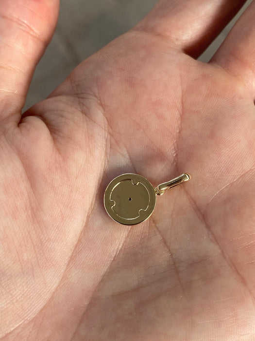 14K Gold Diamond Evil Eye Fluted Disc Charm
