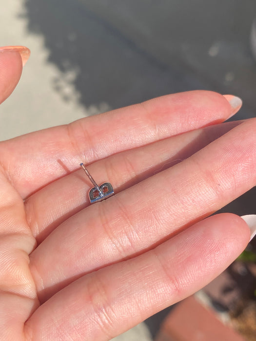 14k white gold black diamond initial letter B single stud earring