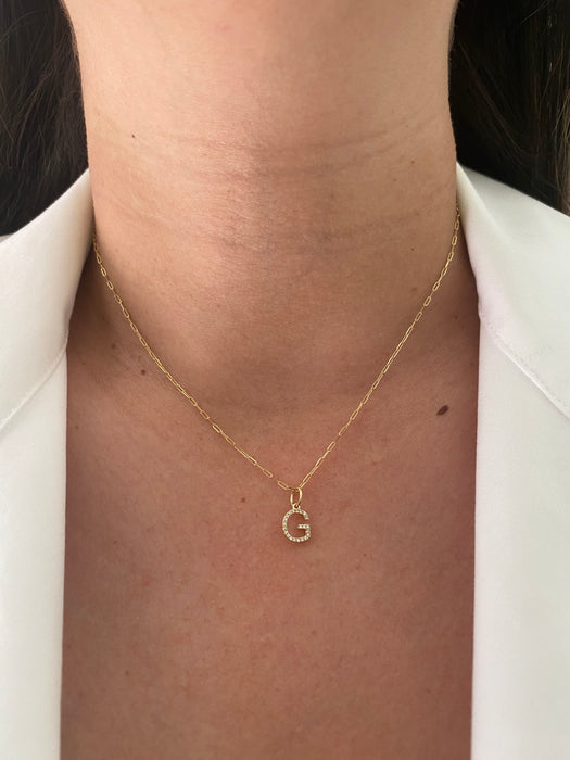 14k diamond letter G initial pendant