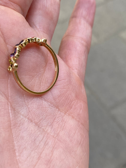 14k amethyst sapphire citrine clover ring size 7