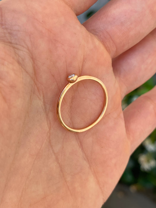 14K Rose Gold Bezel Set Lab Diamond Ring