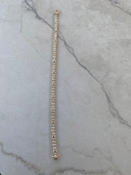 14K Gold 4 TCW Multi-Shape Lab Diamond Bezel Bracelet
