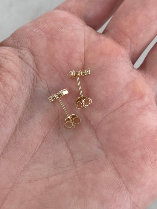 14K Gold Baguette Lab Diamond Stud Earrings