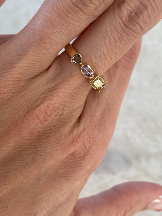 14K Gold Fancy Color Diamond Bezel Ring – 1.06 TCW
