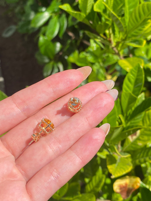 14k citrine stud earrings