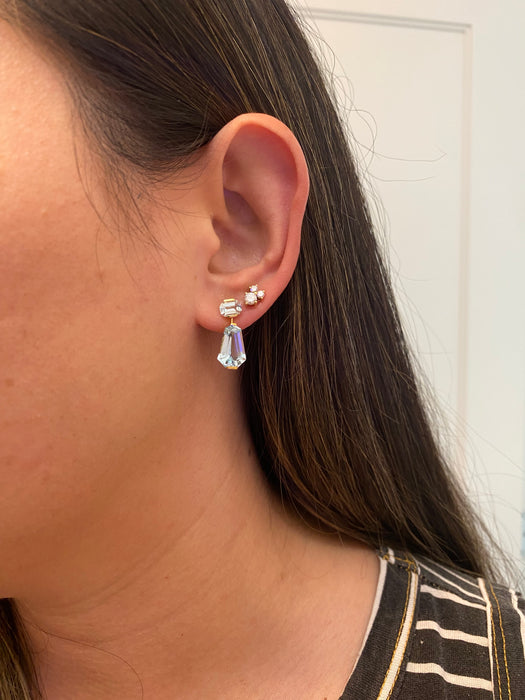 18K Gold Geometric Blue Topaz Dangle Earrings – 9.4ct