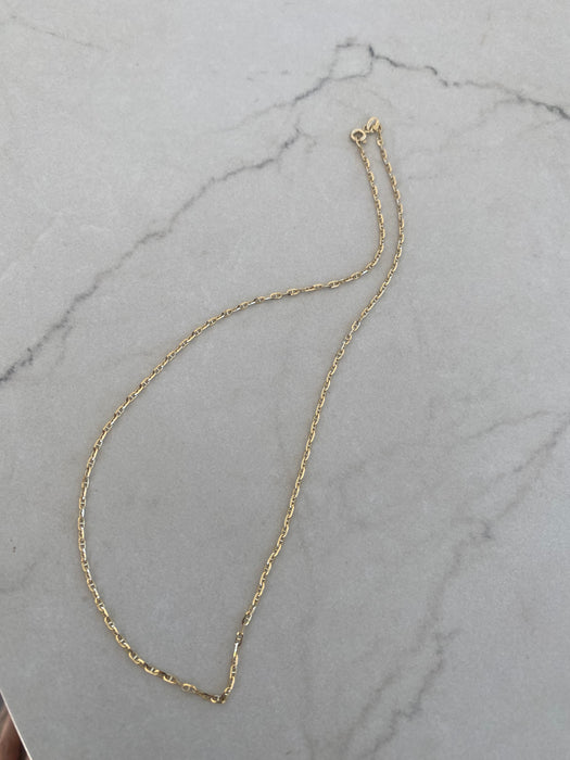 14K Solid Gold Mini Mariner Chain Necklace 16”