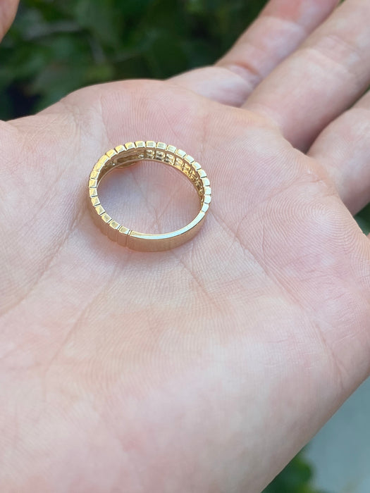 14k ribbed evil eye diamond ring size 6.5