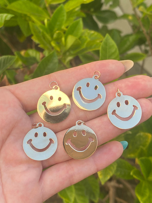 Custom 14k smiley face charm pendant