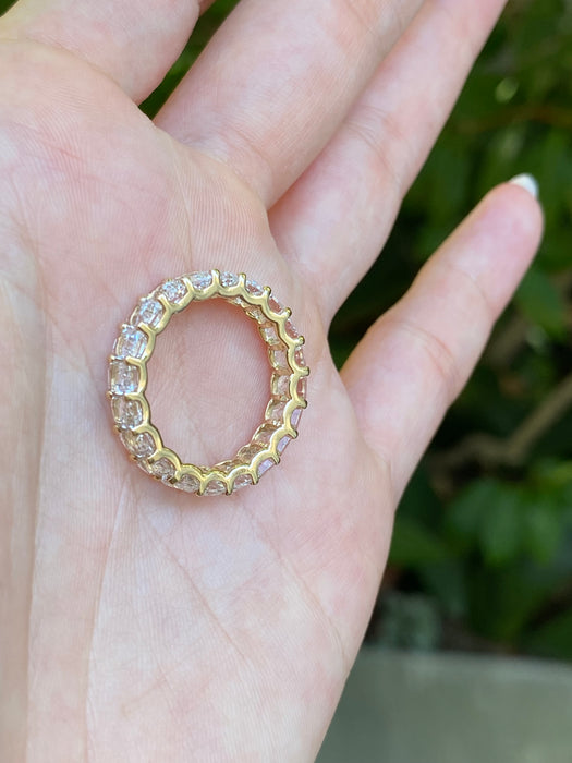 14k white topaz emerald cut eternity ring size 6.5