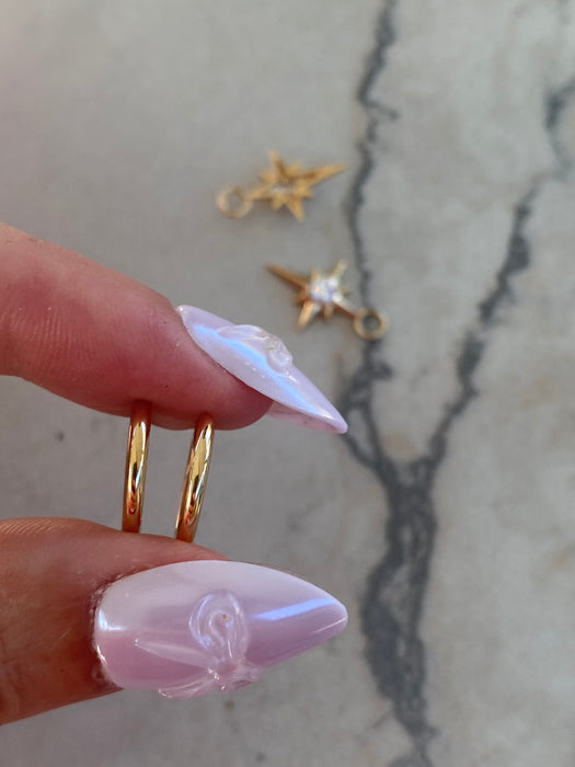 14K Reversible Lab Diamond North Star Huggie Earrings