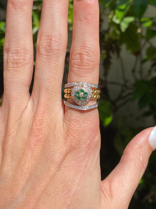 14K White Gold Slightly Wavy Diamond Ring