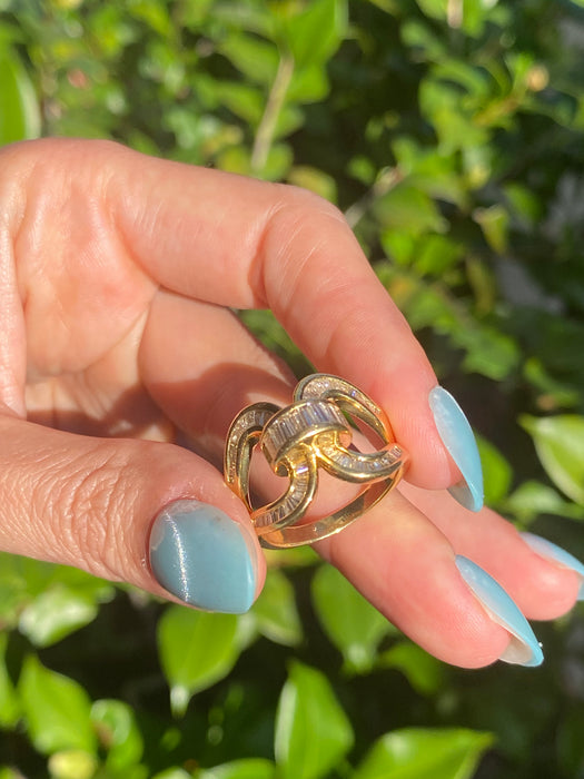 18k diamond baguette ring size 8