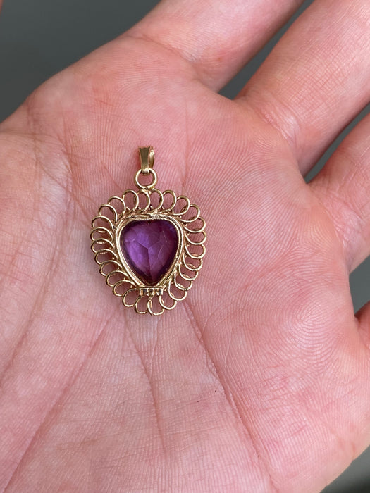 14k amethyst heart pendant