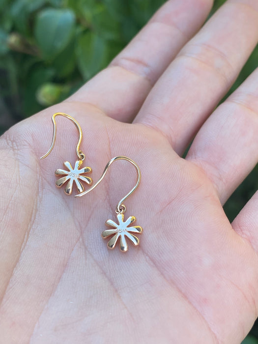 14k rose gold diamond flower earrings