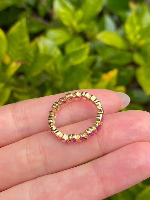 14k bezel set ruby heart eternity ring size 6.75