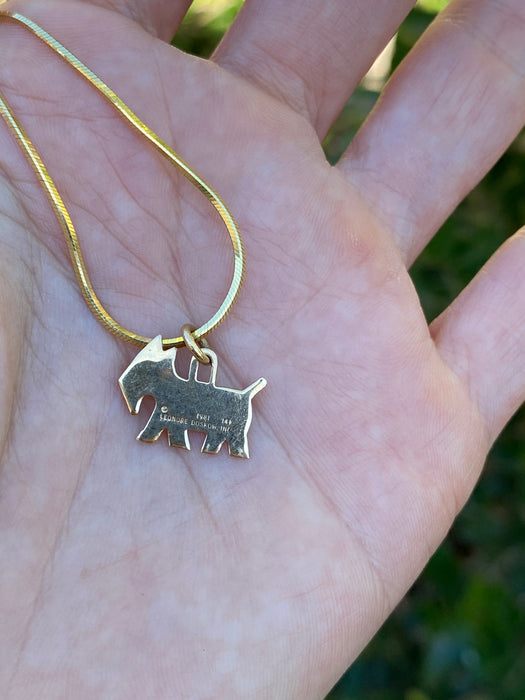 Vintage 1981 Leonore Doskow 14K Gold Dog Charm Pendant Signed