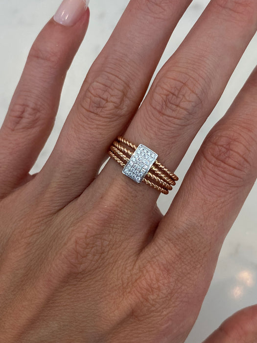 14K Rose Gold Braided Diamond Ring