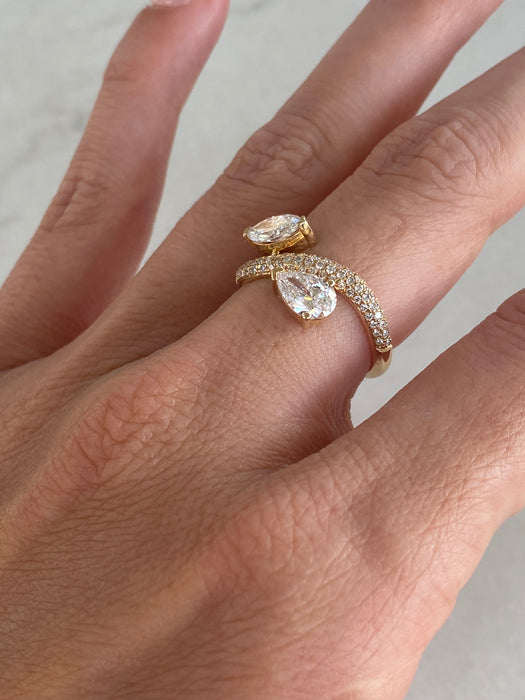 14K Wavy Bypass Lab Diamond Ring