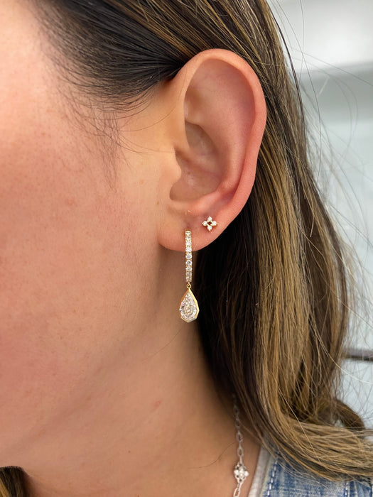 14K Gold Lab Diamond Step-Cut Drop Hoop Earrings – 2.7 TCW