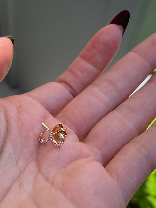 14k single earring diamond letter initial stud