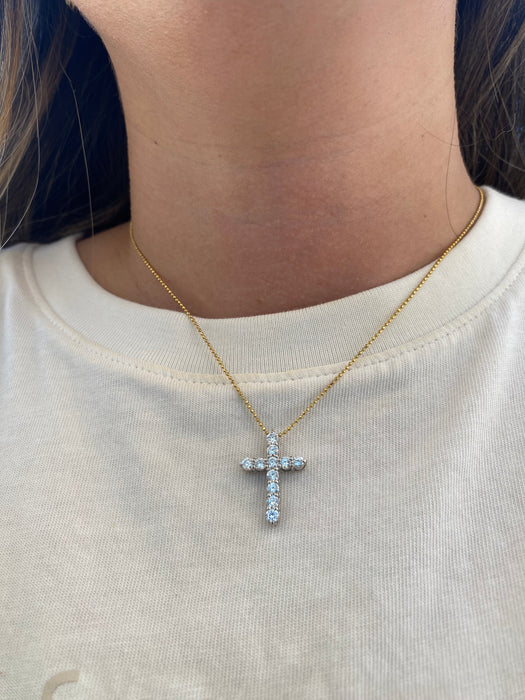 Vintage Platinum 900 1 Carat Diamond Cross Pendant