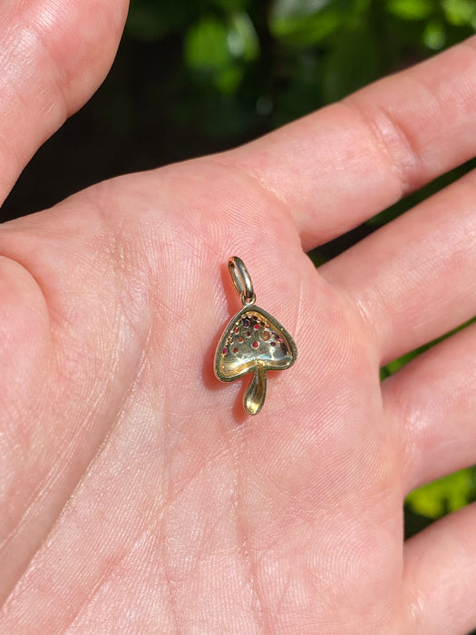 14k rainbow mushroom pendant