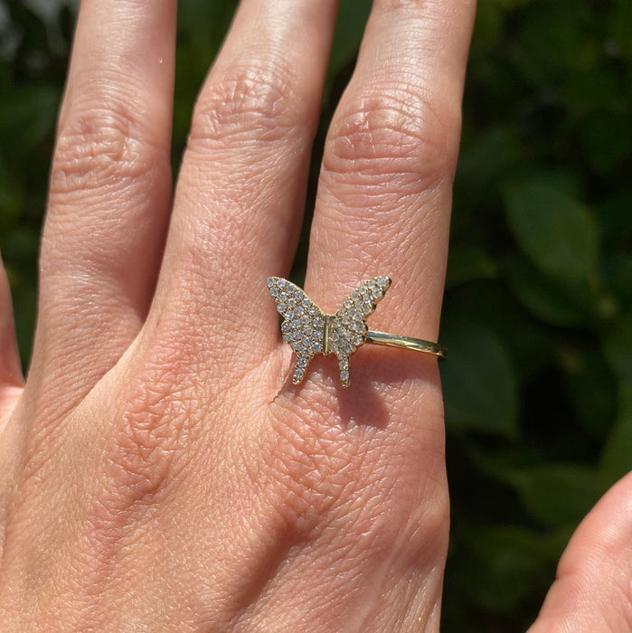 14k diamond butterfly ring size 6.75