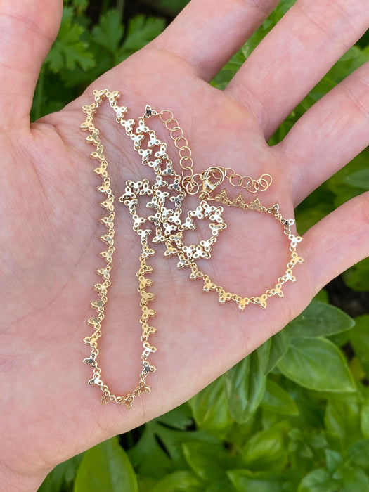 14k Gold 3.3 Carat Diamond Floral Tennis Necklace