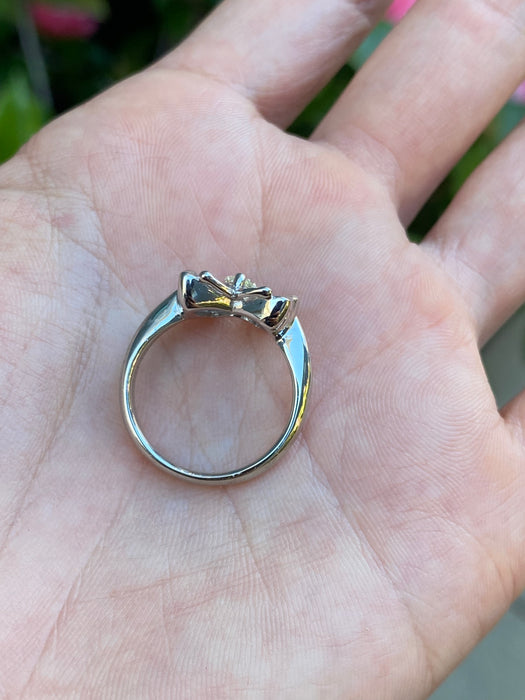 Platinum 900 yellow diamond butterfly ballerina ring size 6.25